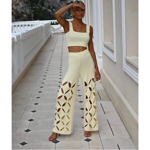 YLLW. Taurus Knit Pant Set— Lemon. NWOT. XS